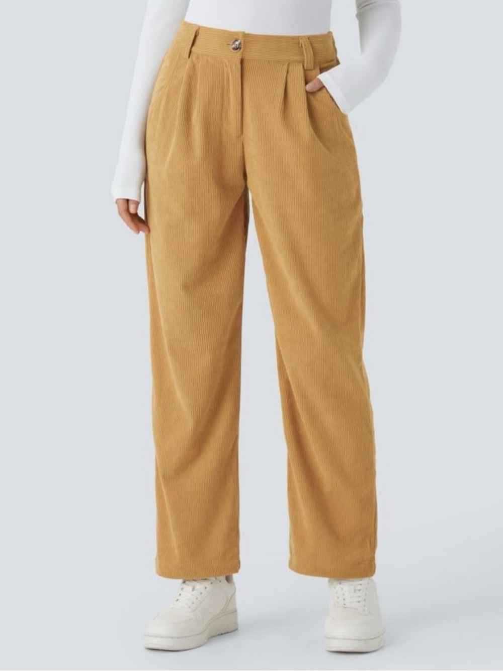 HALARA Mid Rise Zipper Pocket Corduroy Casual Pants Size XL NWT